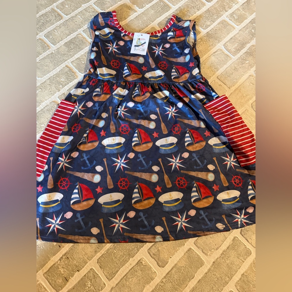 Navy Nautical Kids Casual Dress
